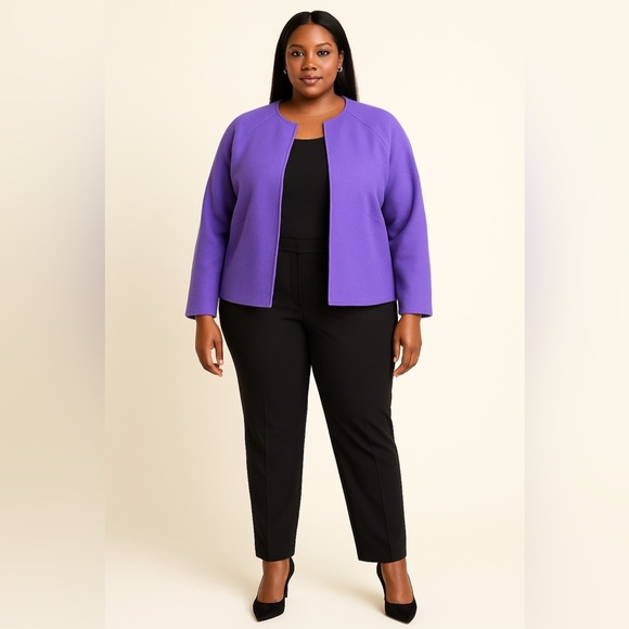 Victor Alfaro Designer Purple Wool Sweater Cardigan Drape Coat Jacket Shaw 18W - Picture 1 of 11